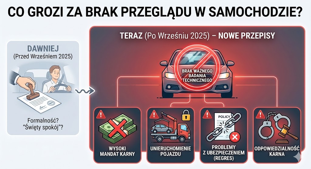 co grozi za brak przeglądu w samochodzie