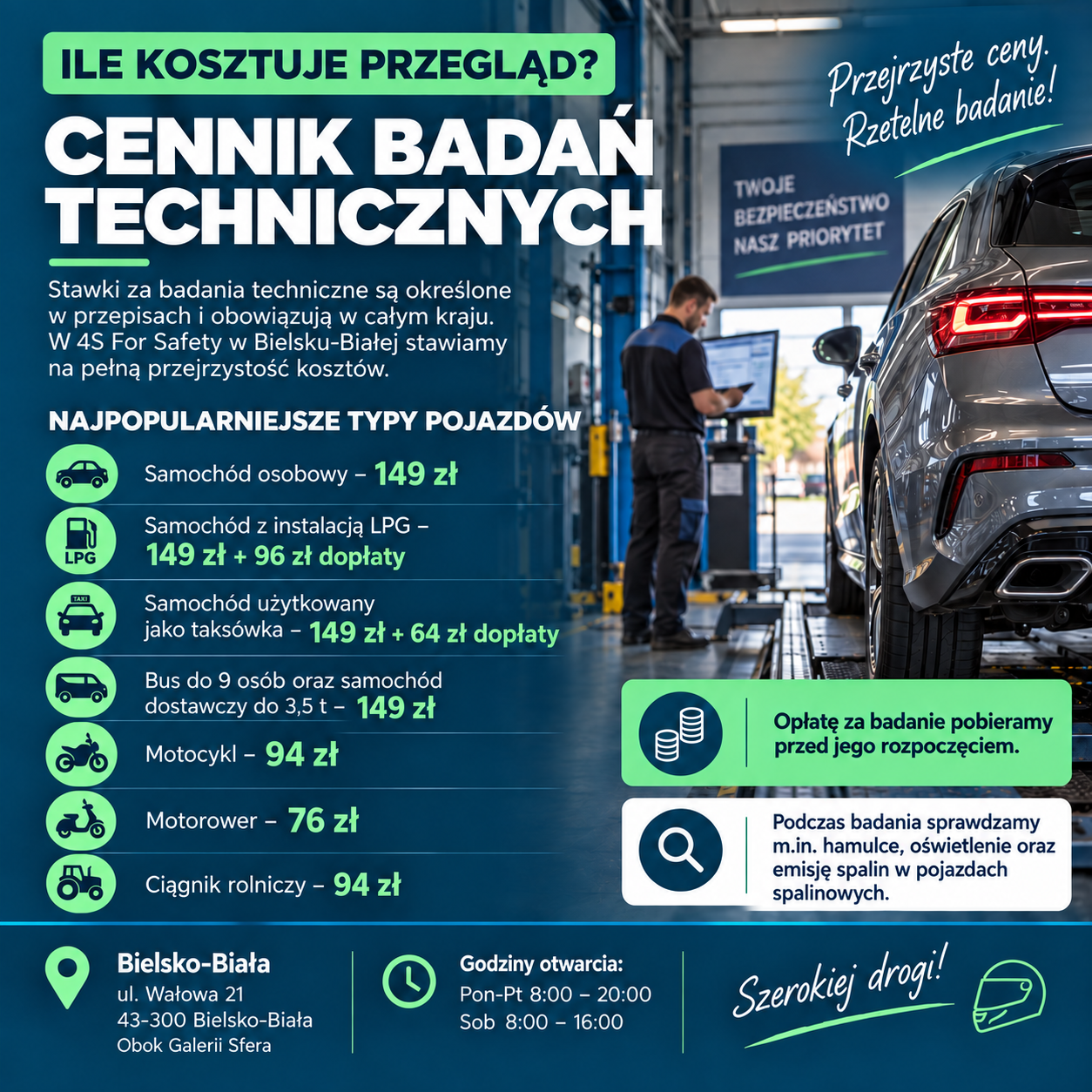 stacja kontroli pojazdów Bielsko - Cennik